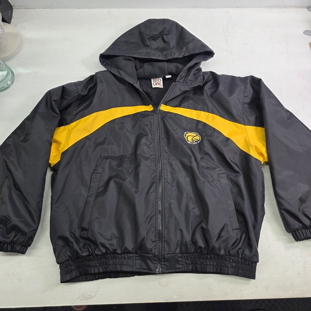 Vintage Southern Miss Red Oak Fleece Lined Insulated Hooded‎ Nylon Jacket Sz XL